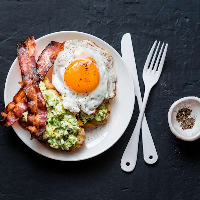 Avocado Toast w/ Eggs and Bacon 